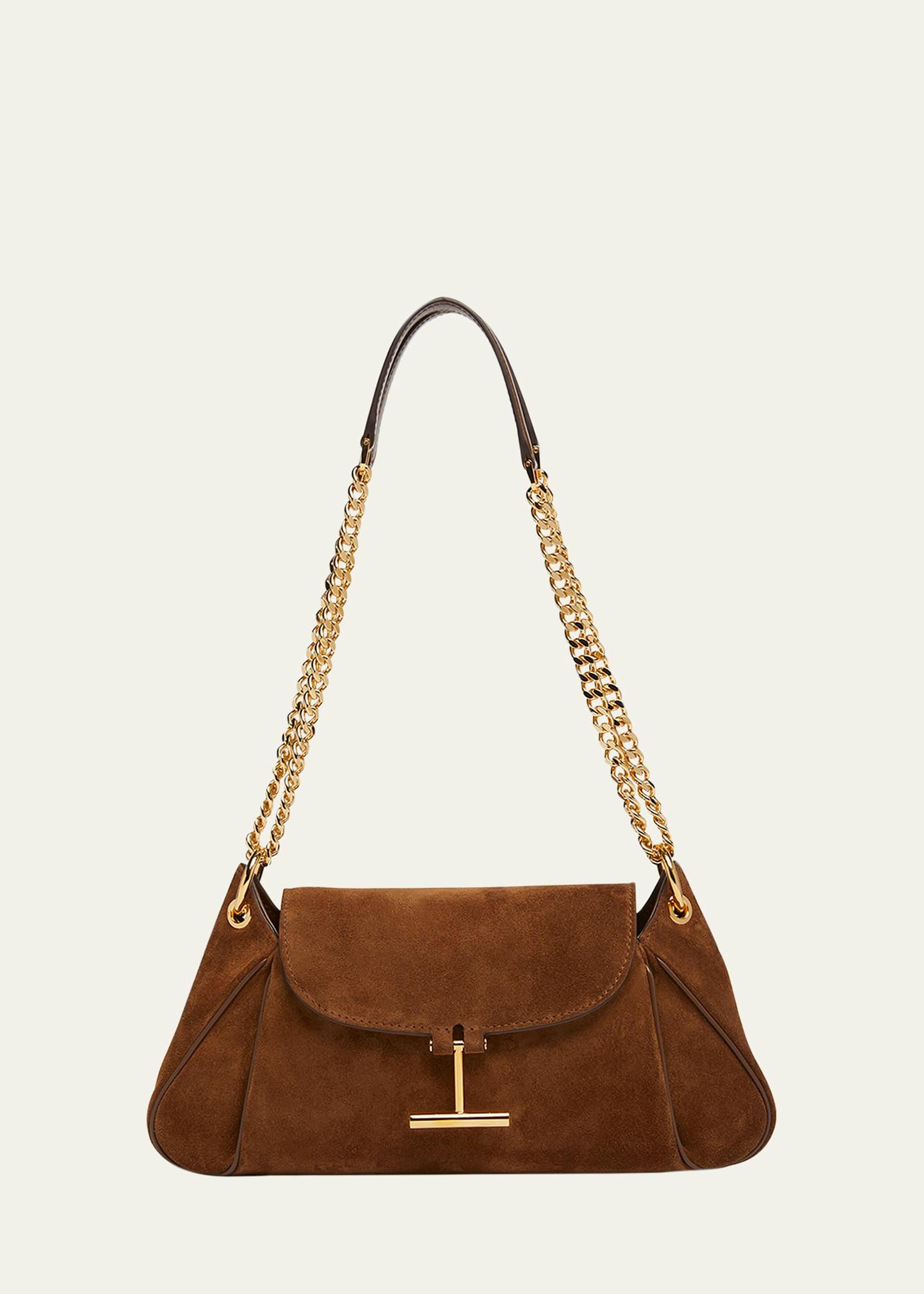 tara chain shoulder bag in suede