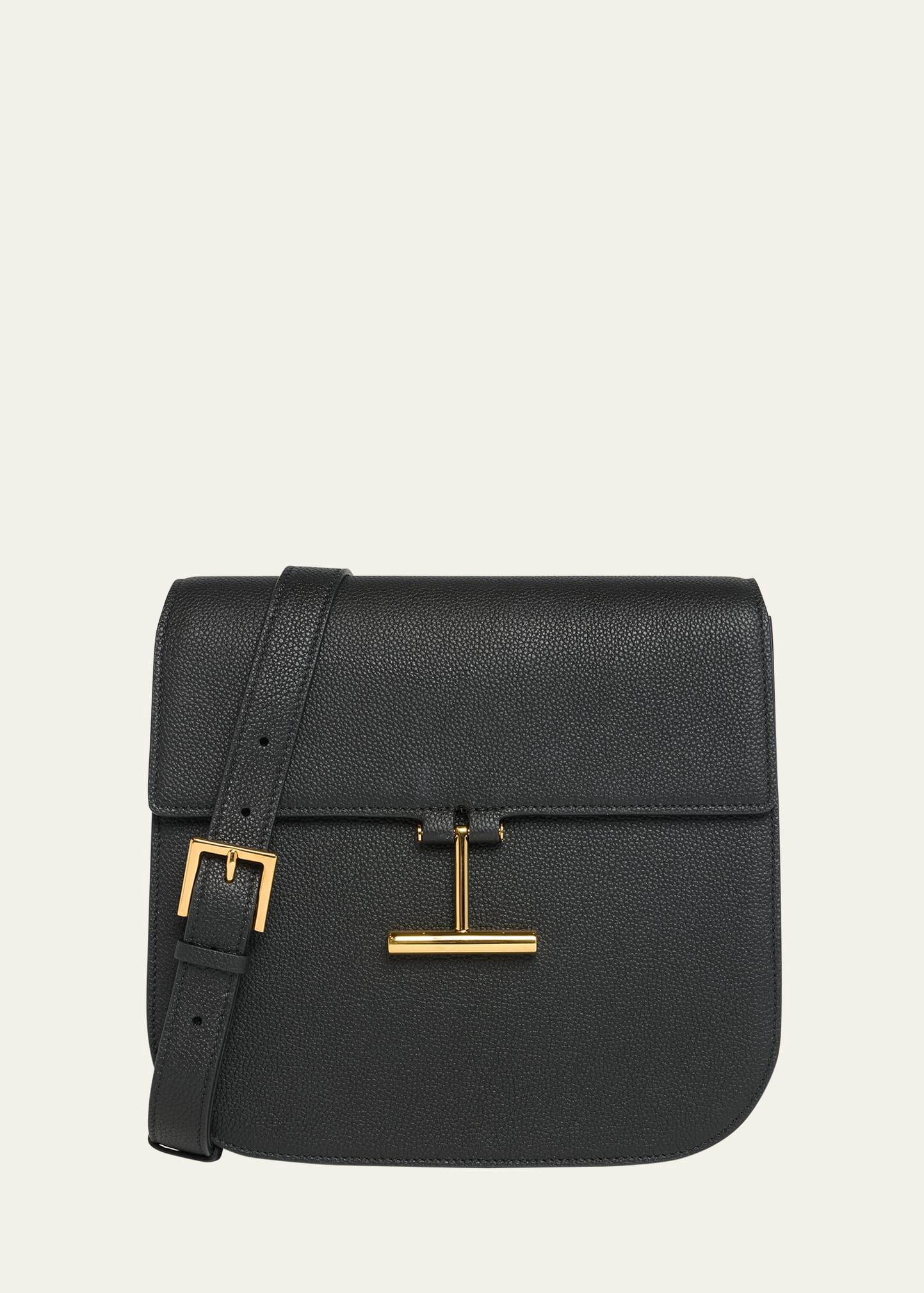 tara medium crossbody in grained leather with leather strap