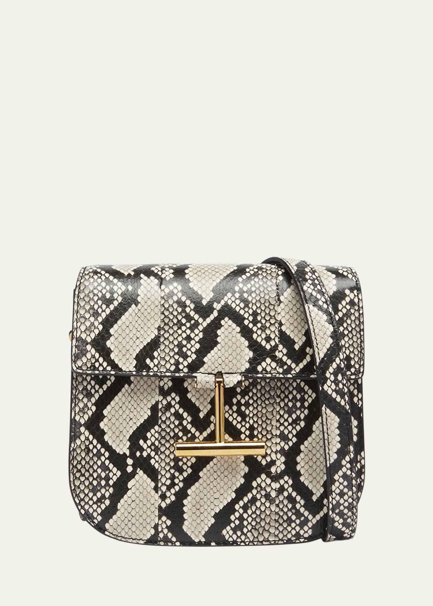 tara mini crossbody bag in python-printed leather