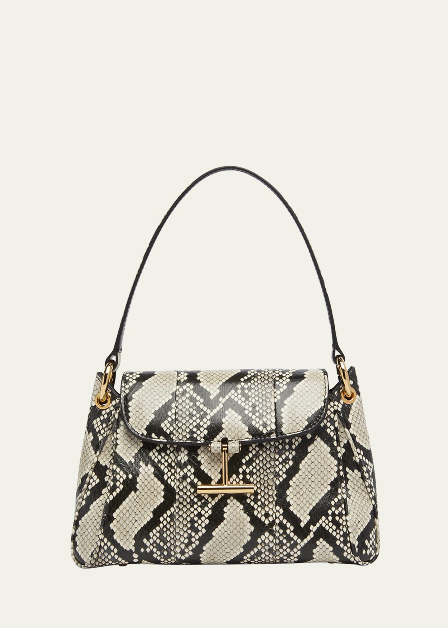 tara small shoulder bag in python-printed leather