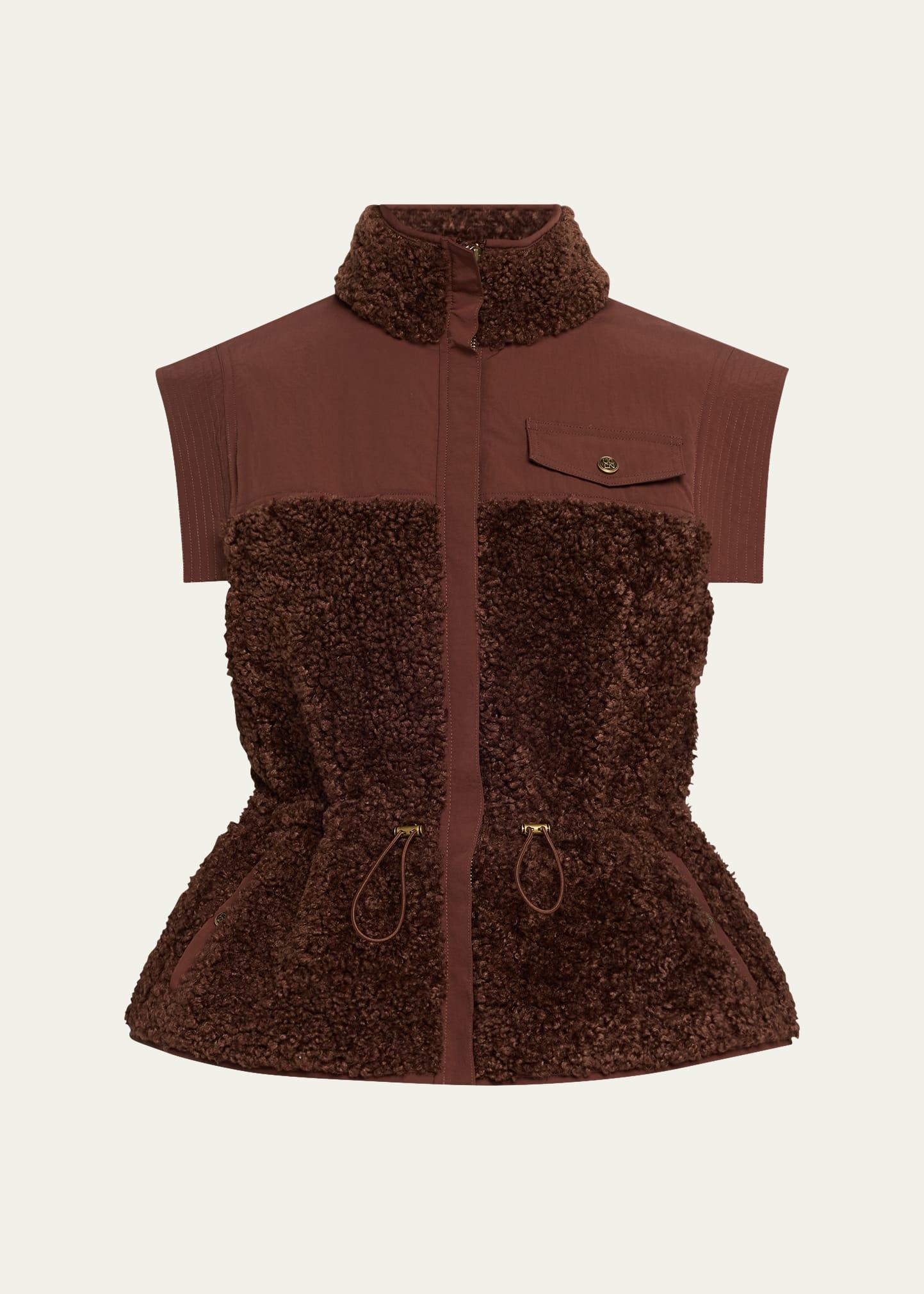 tariet drawstring teddy fleece vest