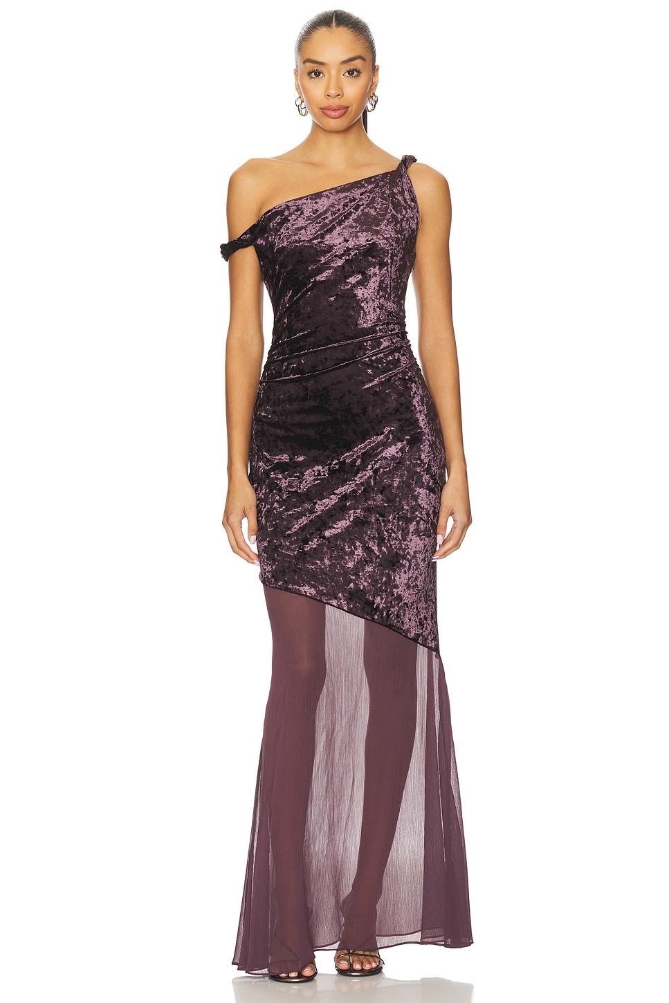 taron mix-media maxi dress