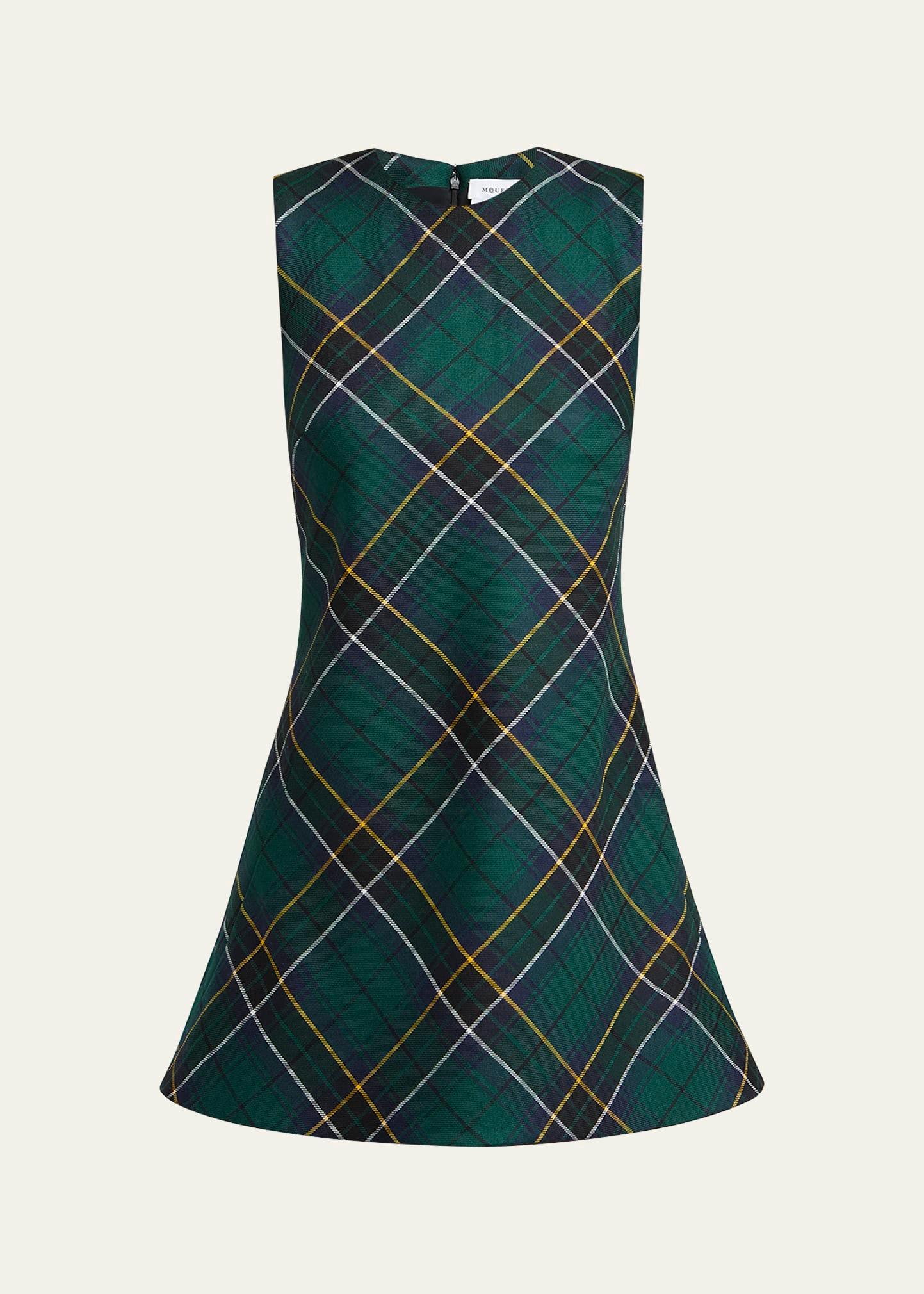 tartan sleeveless flared mini dress