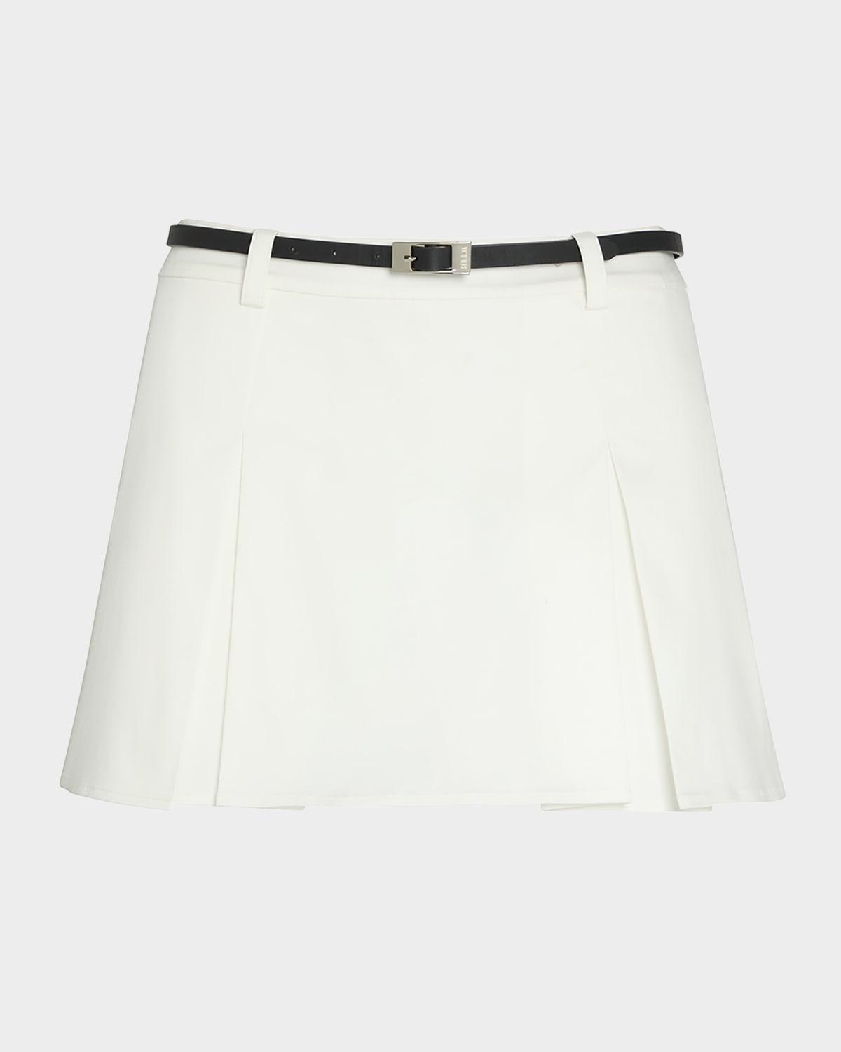 tash poplin skort with leather belt