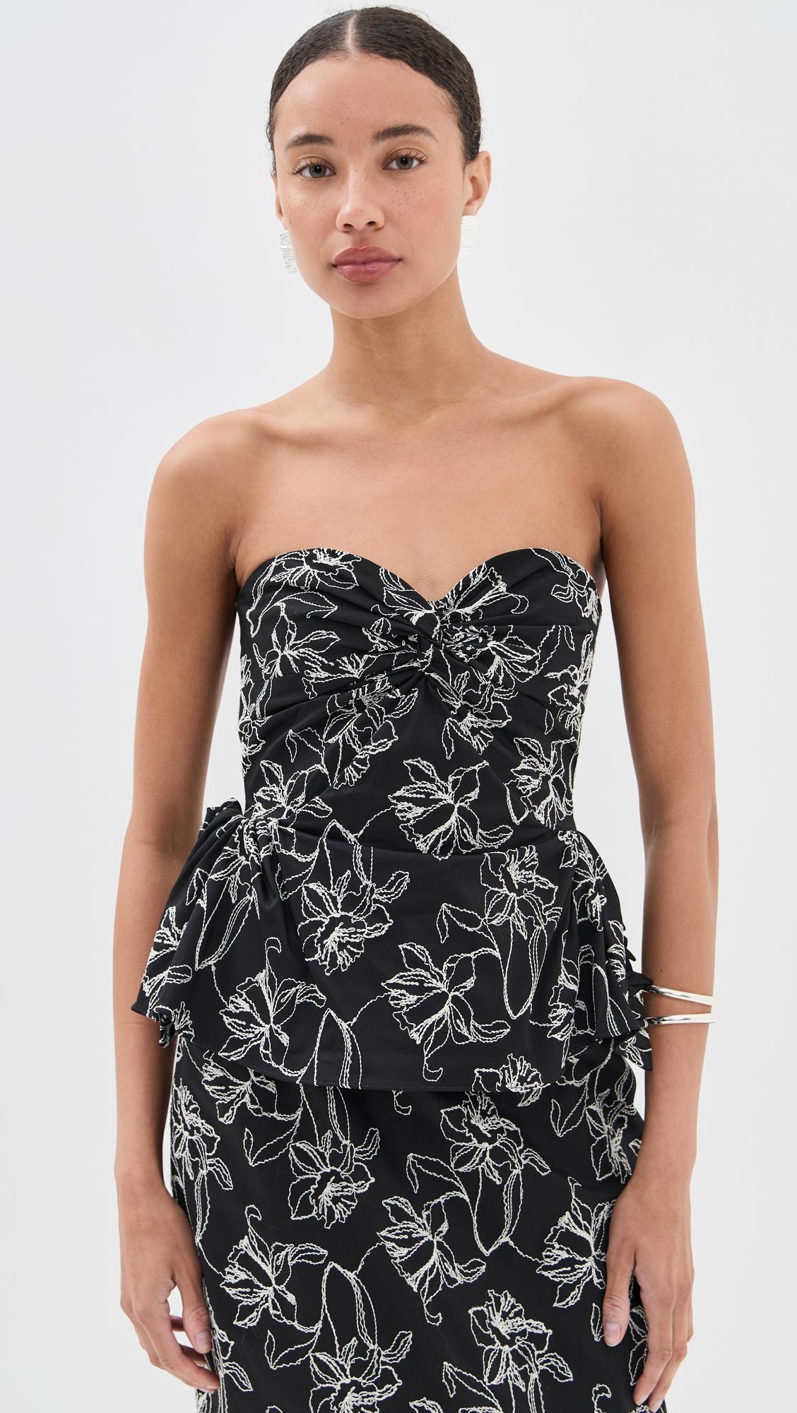 tasha black cotton embroidery top