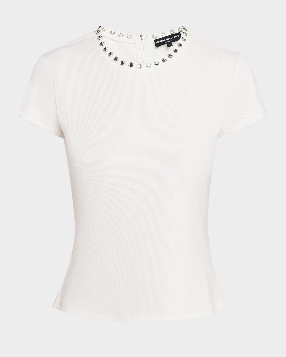 tate embellished short-sleeve top