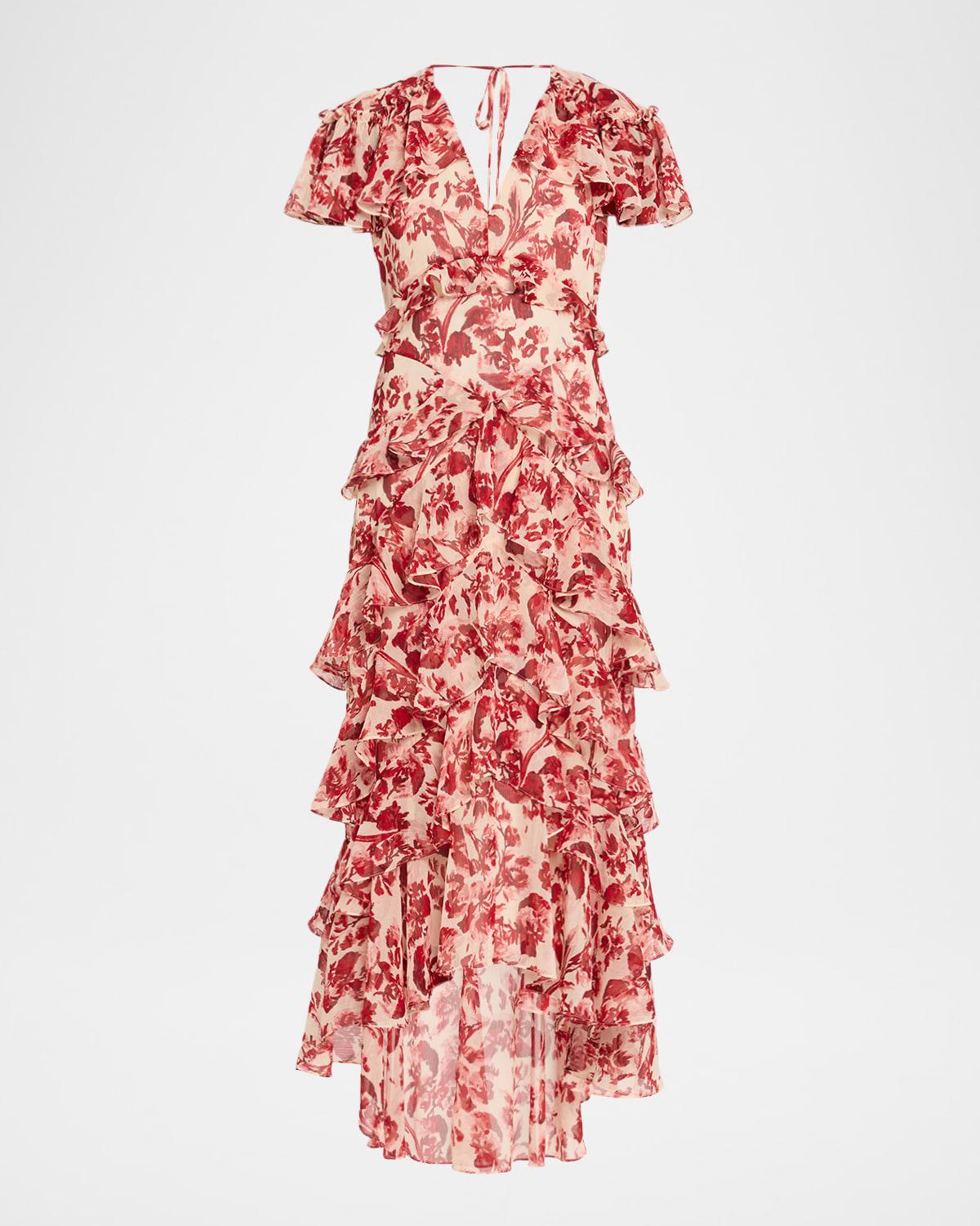 tatum floral ruffled maxi dress