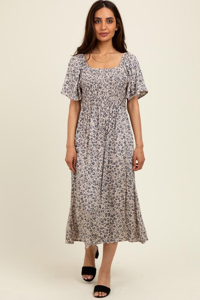 taupe/black printed dress with pockets