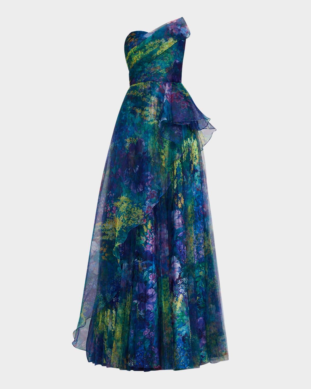 taya strapless organza gown