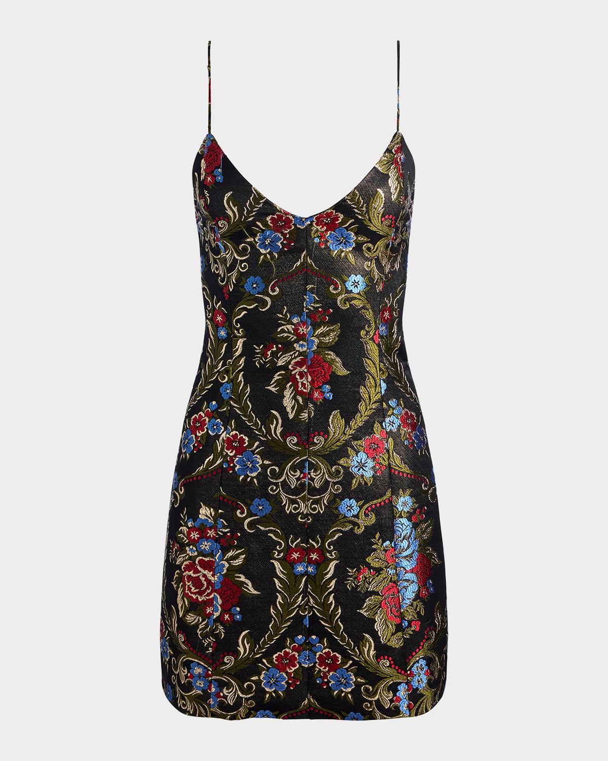 tayla floral jacquard structured mini dress
