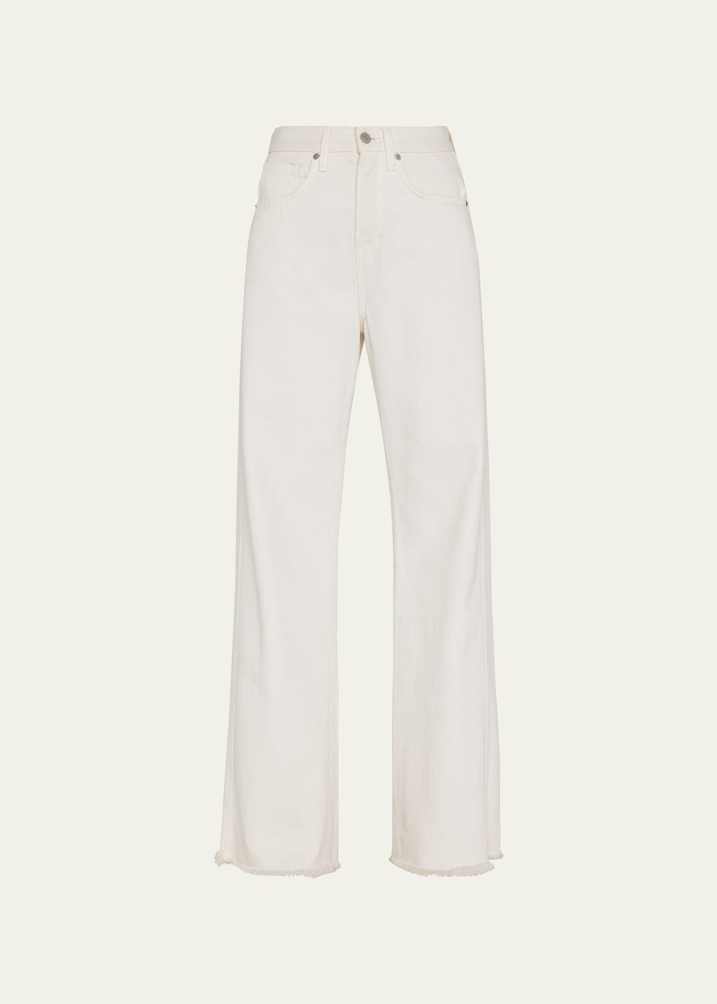 taylor high-rise wide frayed jeans