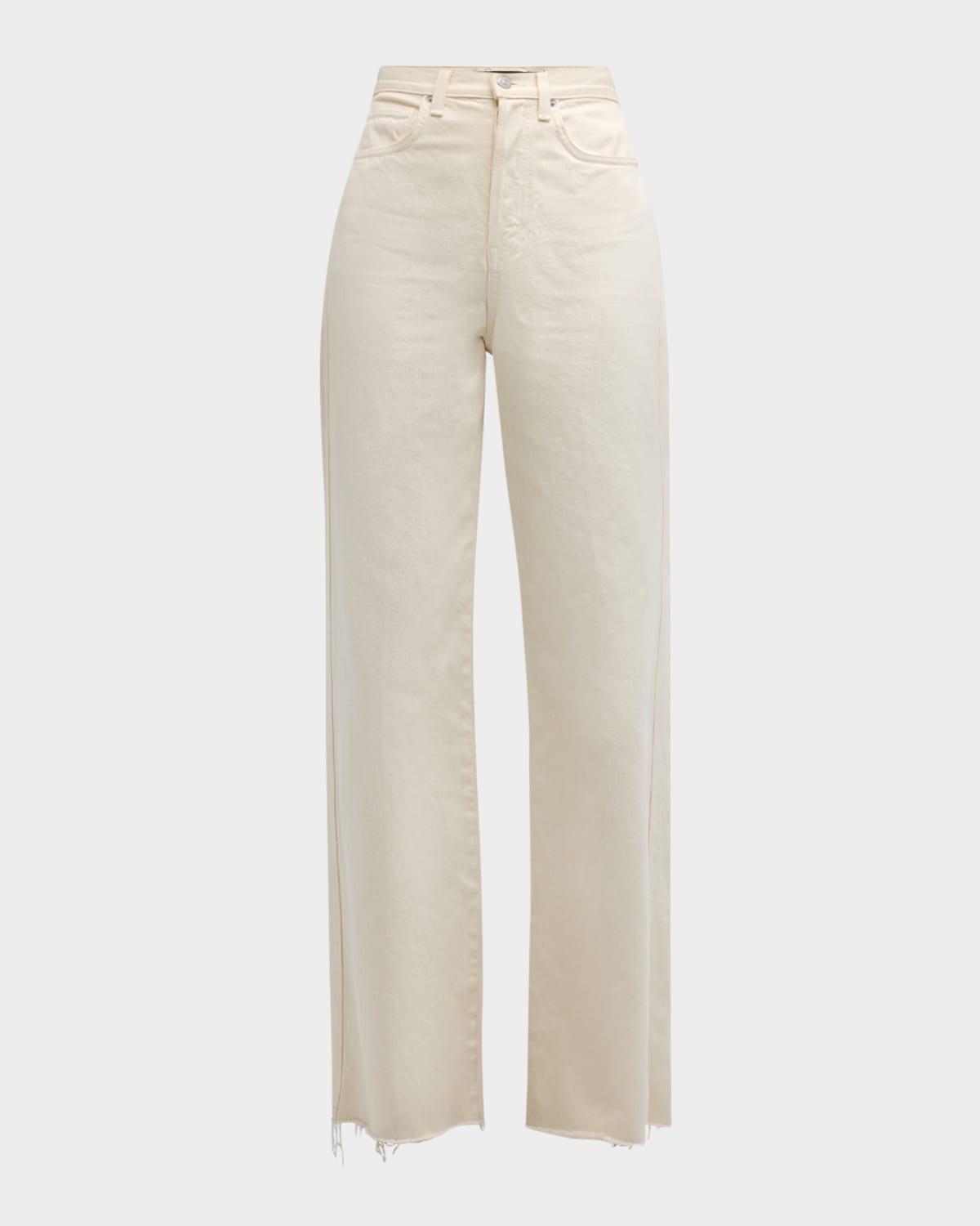 taylor high-rise wide frayed jeans