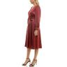 taylor women's long sleeve satin faux wrap midi dress with sash, fawn