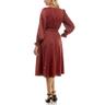 taylor women's long sleeve satin faux wrap midi dress with sash, fawn