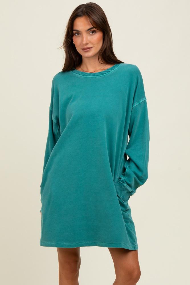 teal oversized long sleeve t-shirt dress