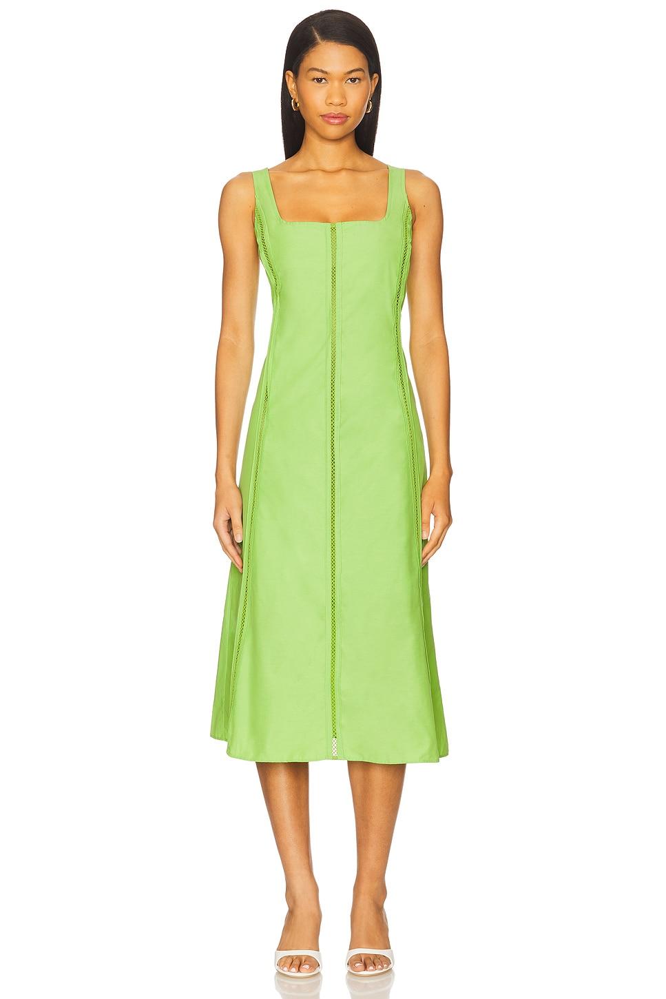 tealength dress with trim detailing