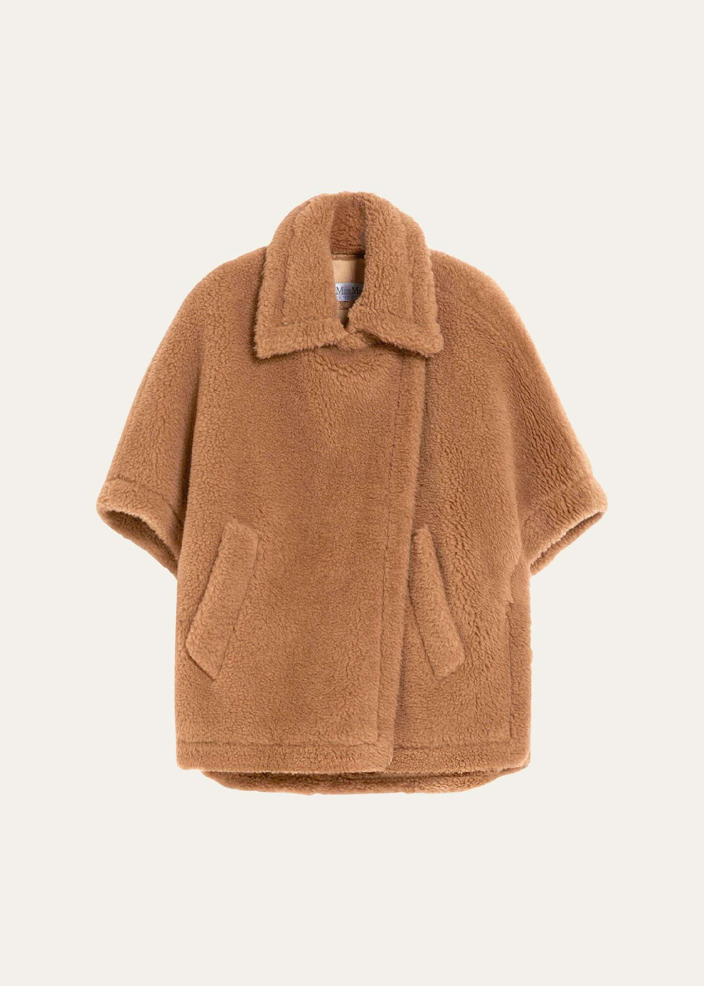 tebe camel wool teddy cape