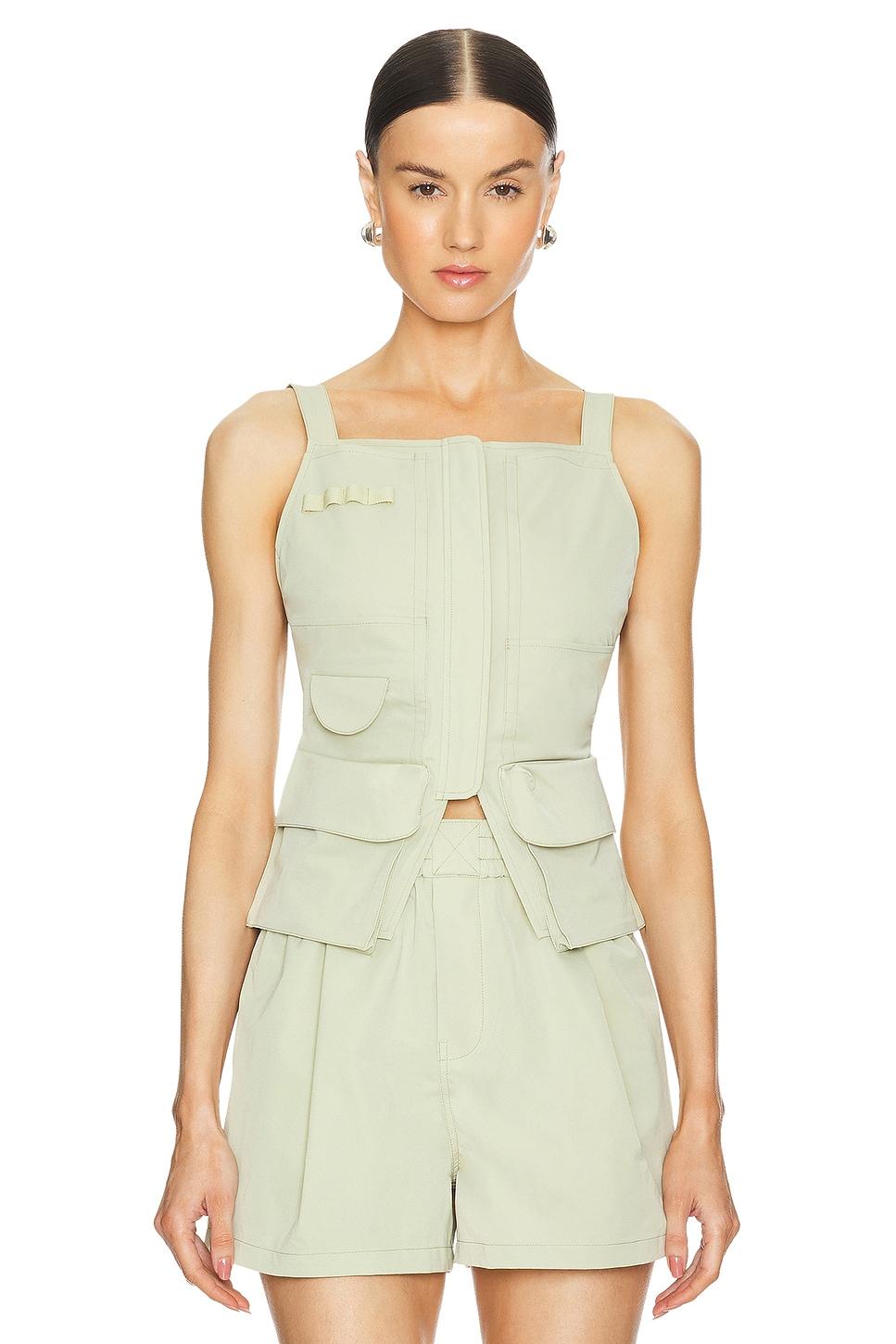 tech gabardine apron top