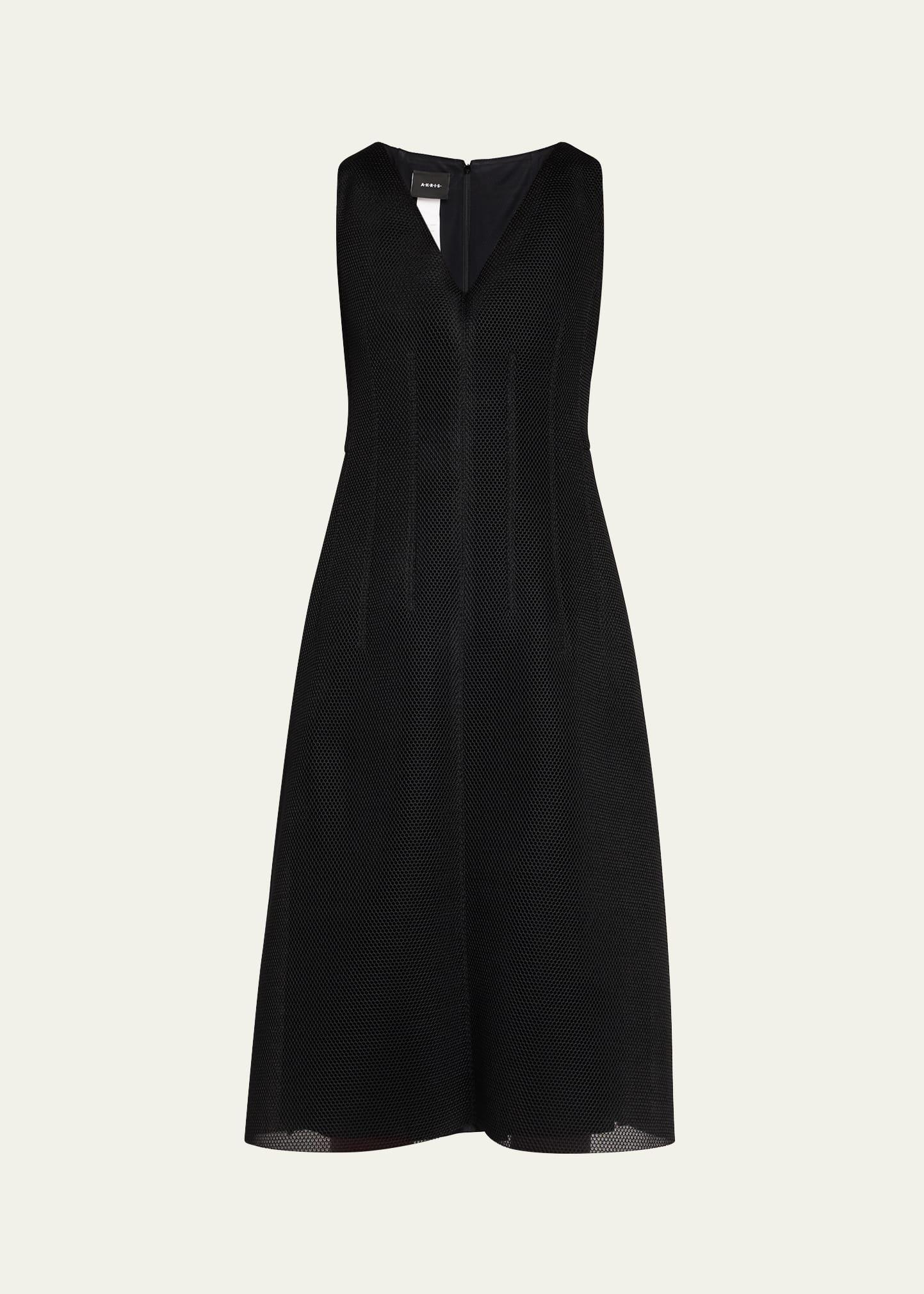 techno grid v-neck midi dressi