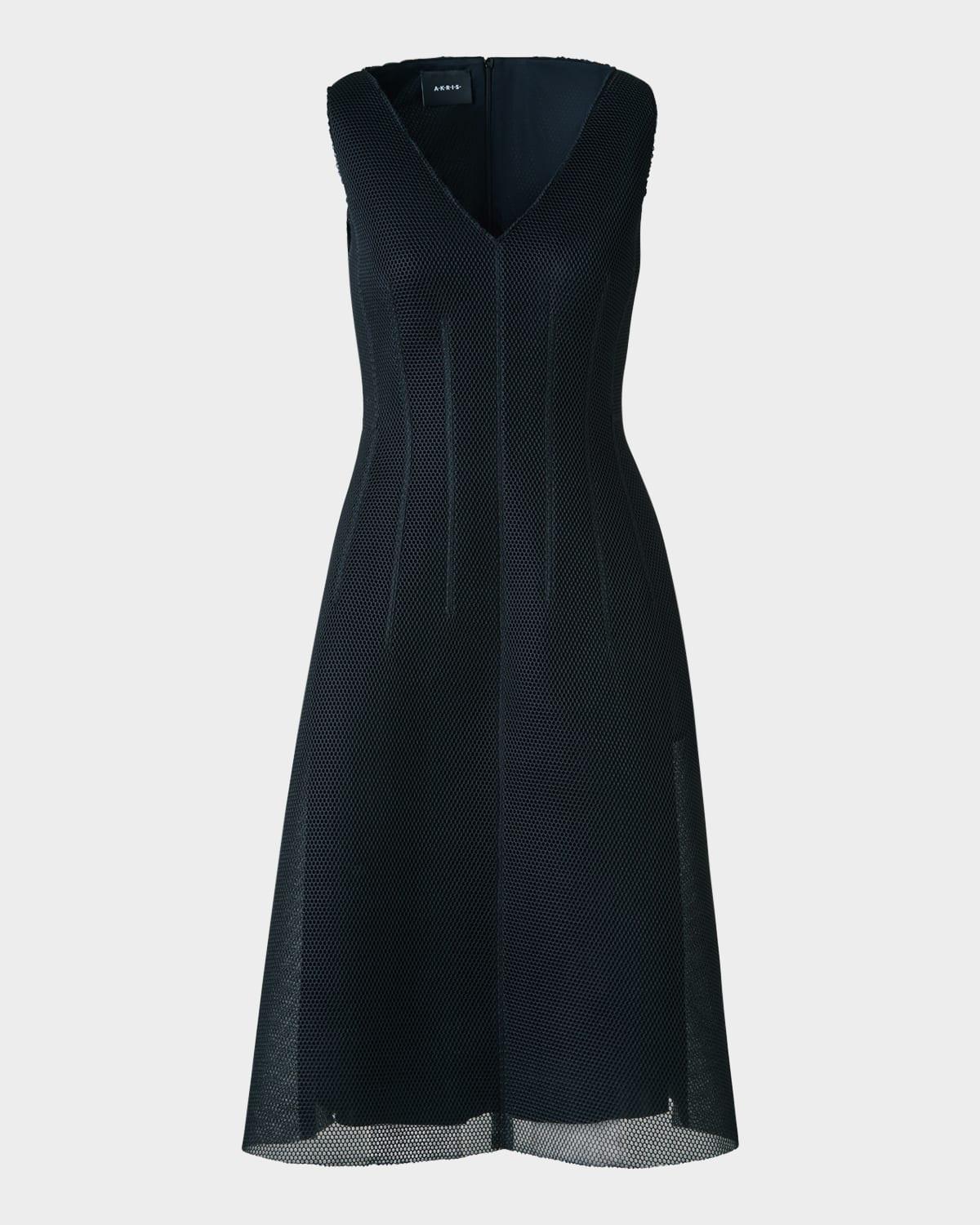 techno grid v-neck midi dressi