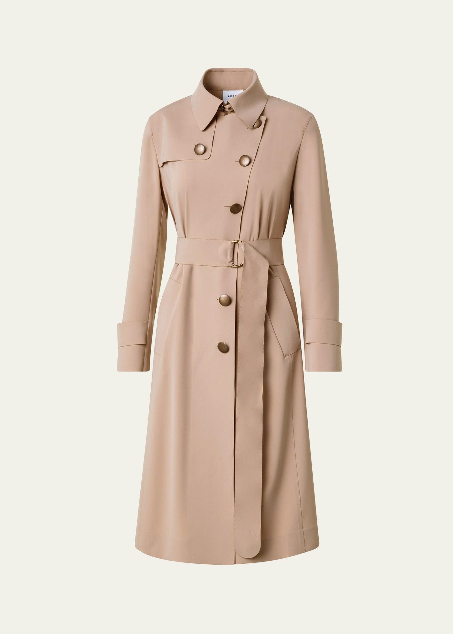 techno laser cut crepe belted trench coat