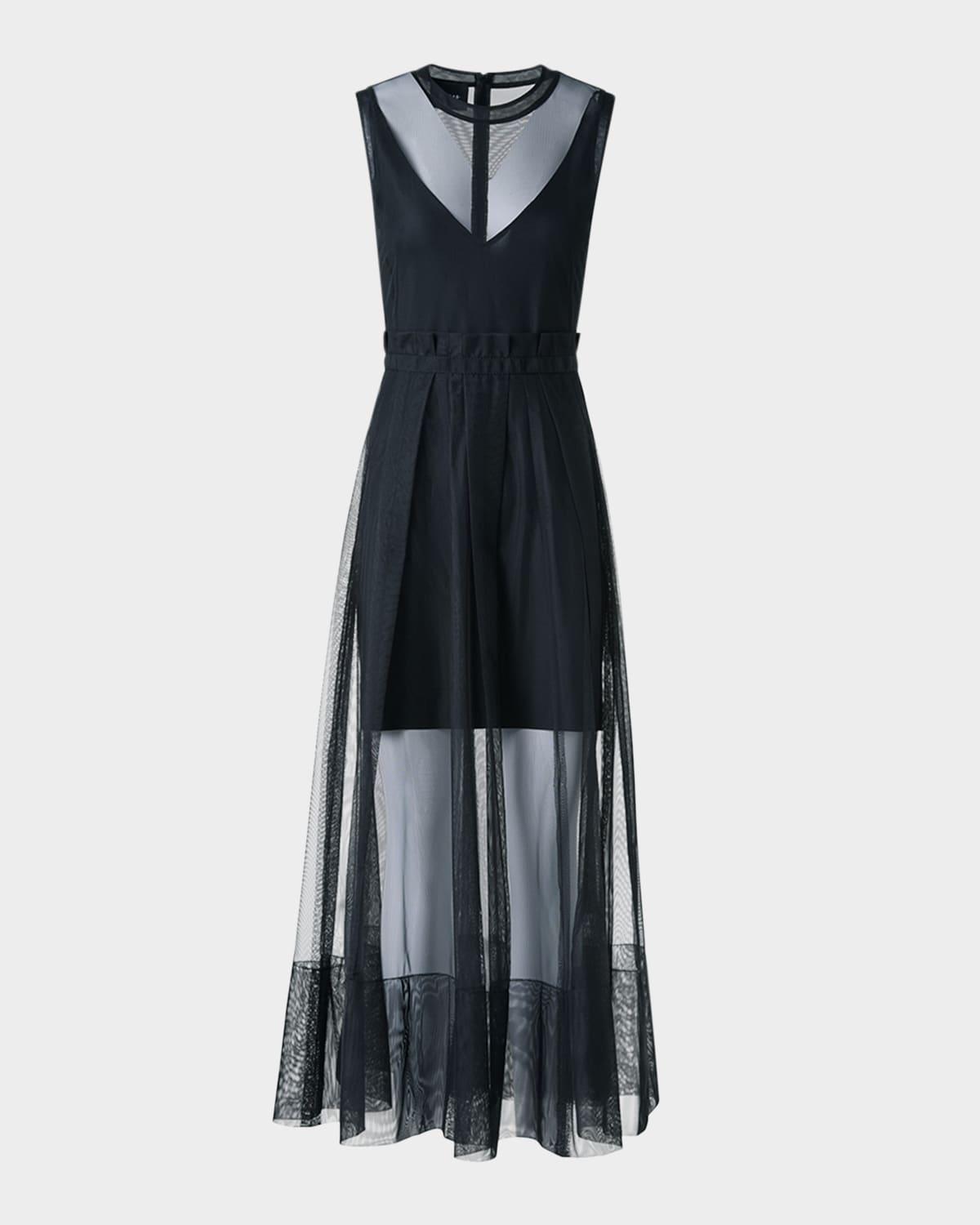 techno tulle fit-&-flare gown