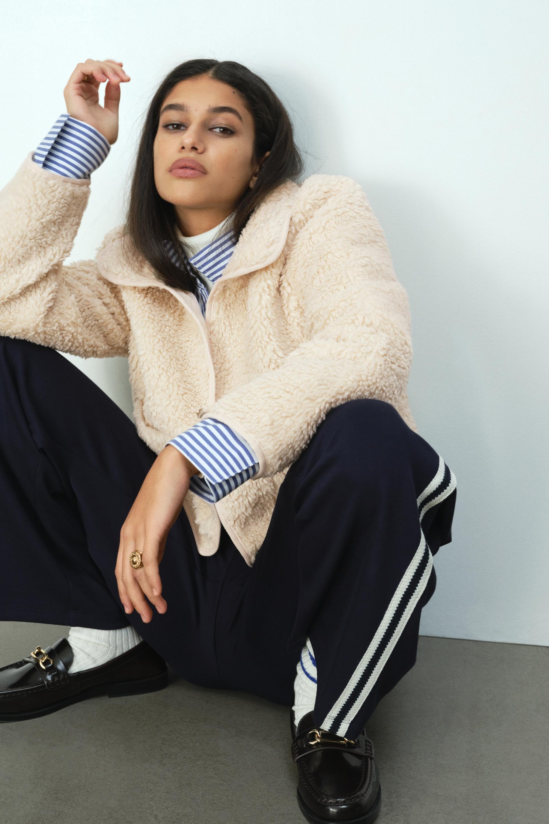 teddy fleece jacket with collar