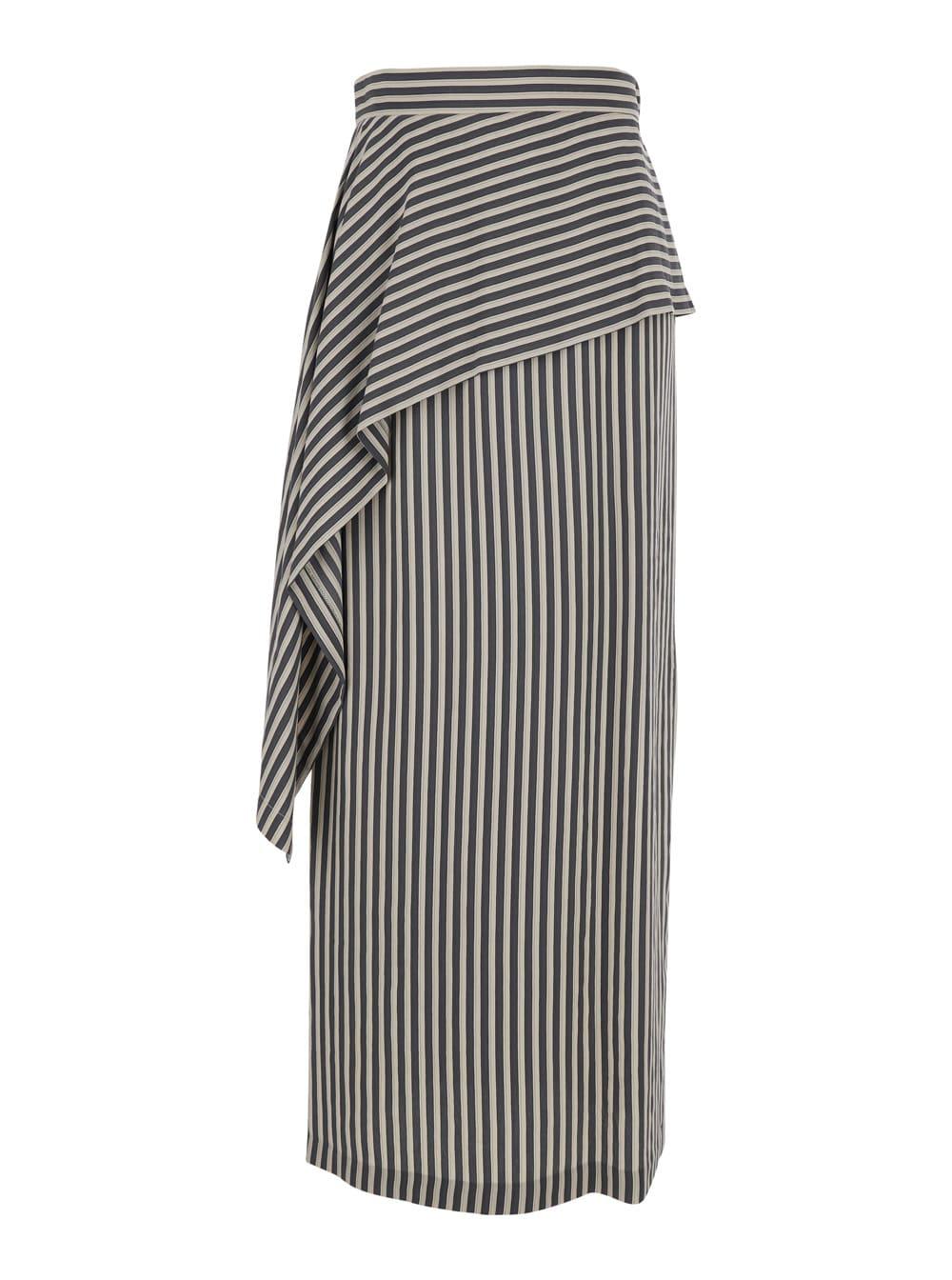 tela gray asymmetrical skirt with striped viscose for women