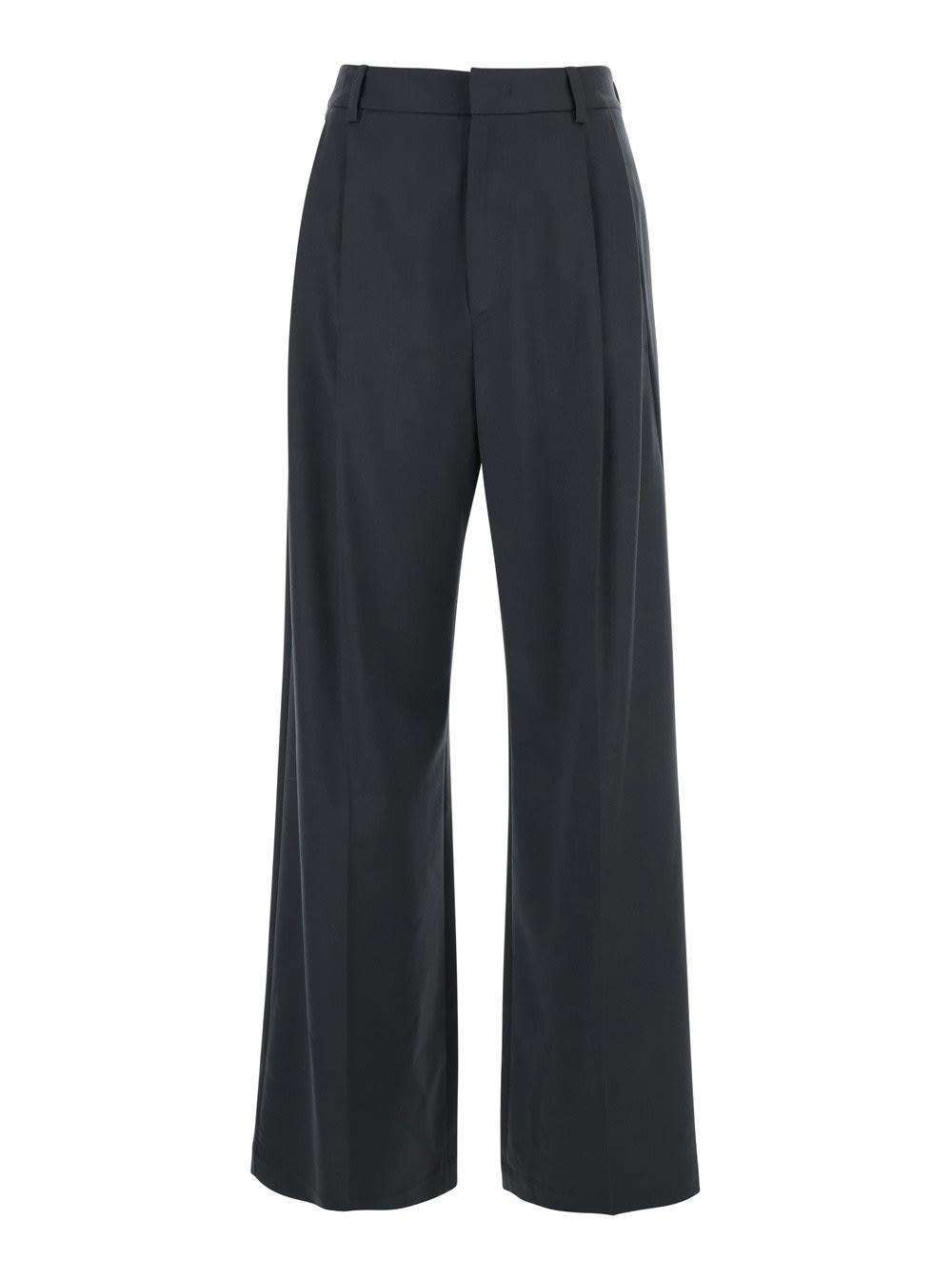 tela niside grey trousers with belt loops and pleats on the front in fabric woman