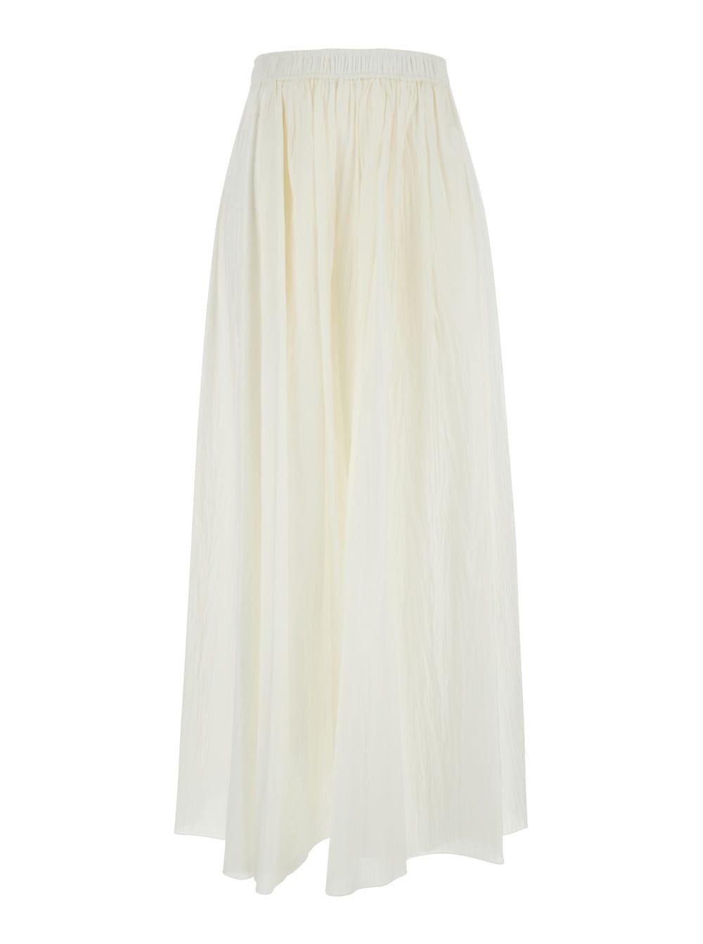 tela white bianca flared skirt with elasticized waist in cotton blend for women