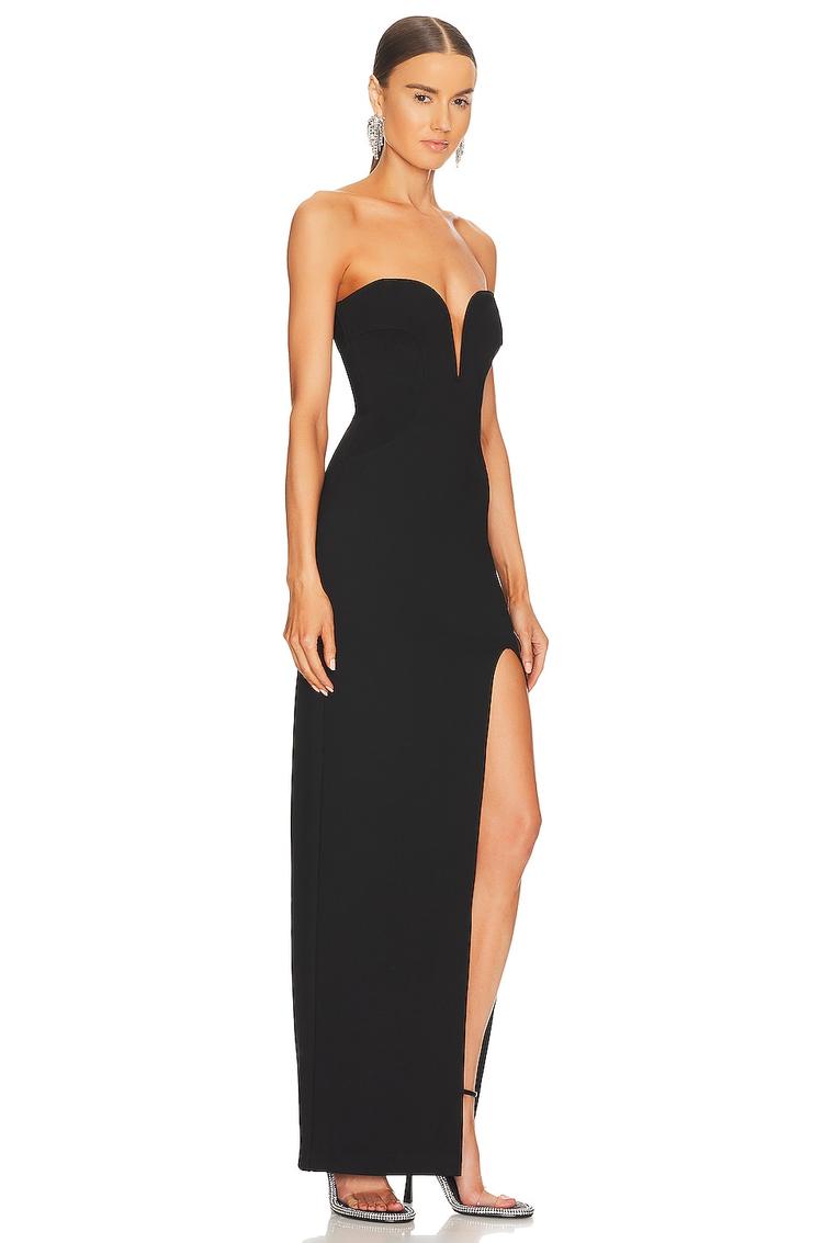 tena deep v sweetheart strapless gown