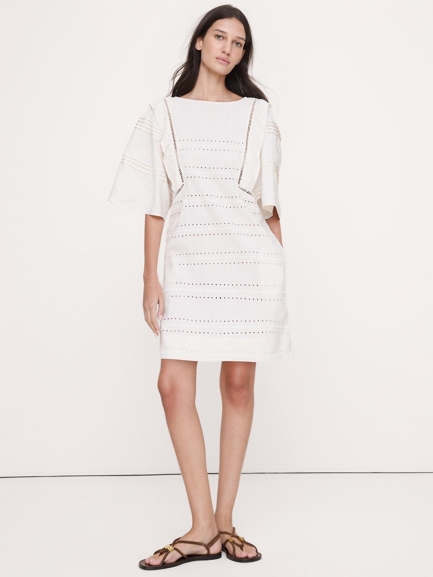 tencel™-linen eyelet mini dress