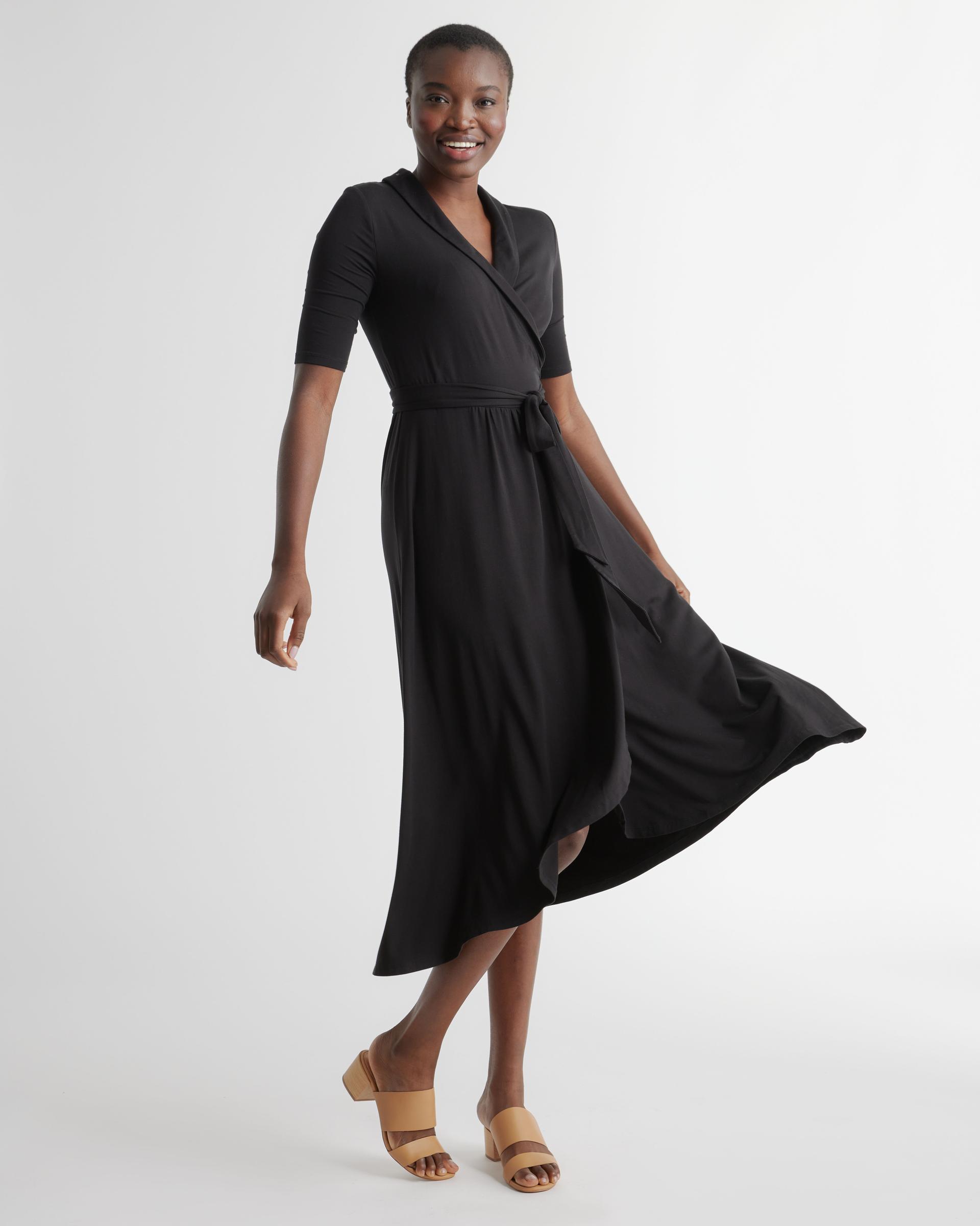 tencel jersey midi wrap dress