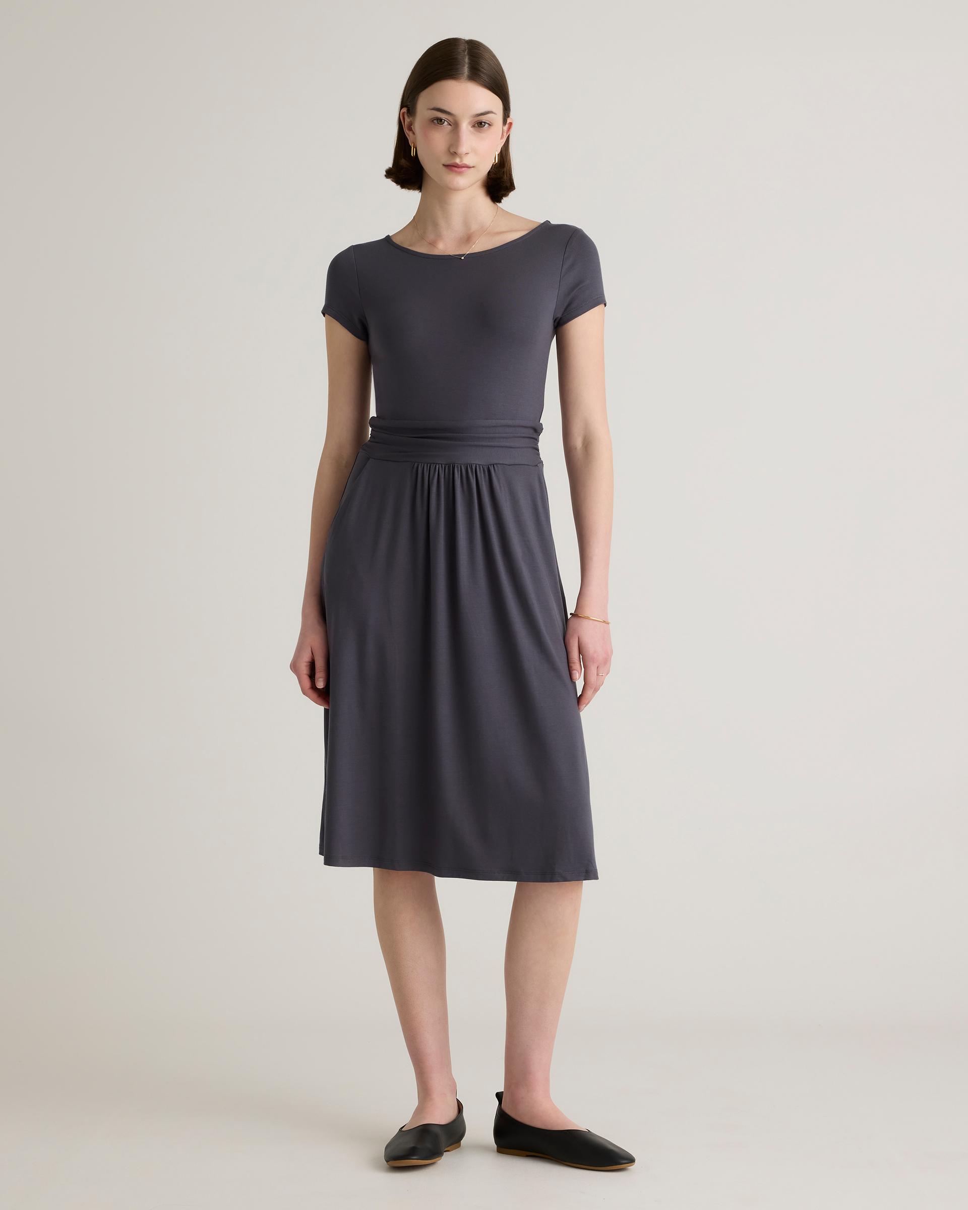 tencel jersey ruched waist dress