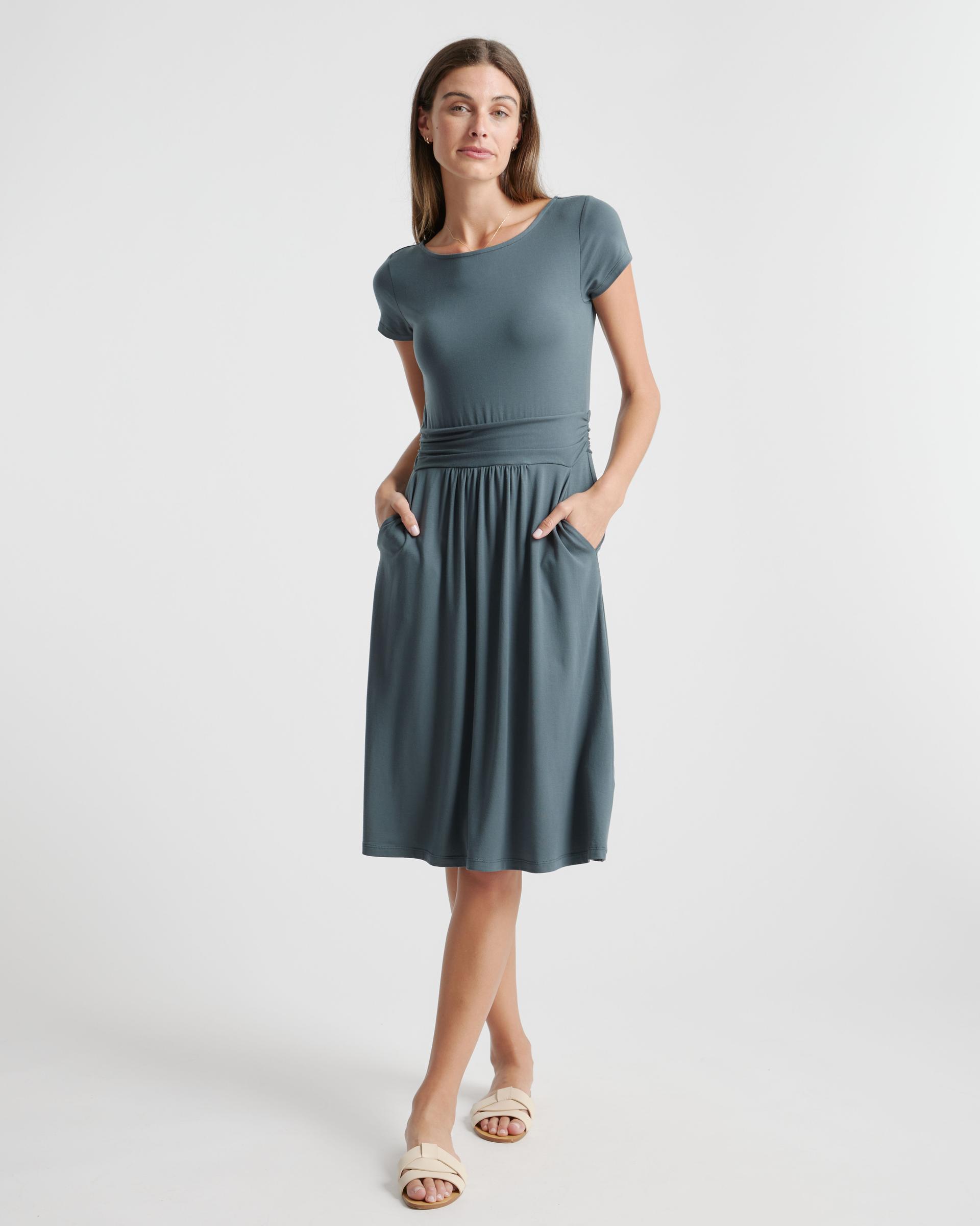 tencel jersey ruched waist dress