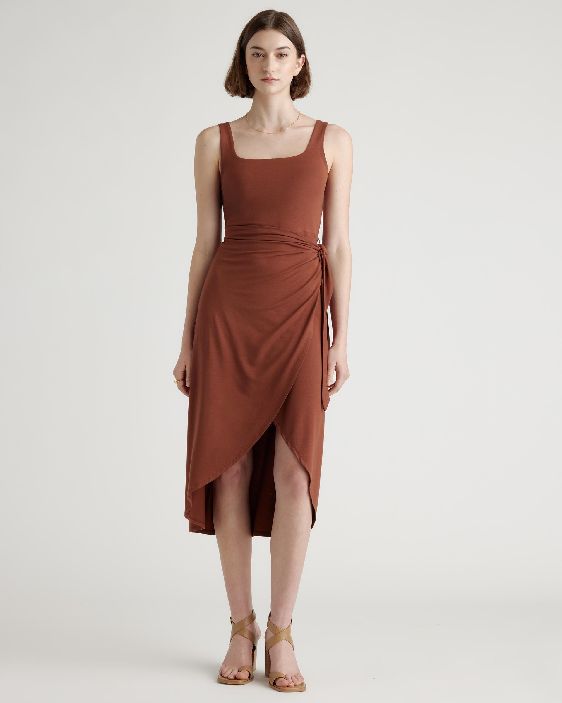 tencel jersey side tie midi dress
