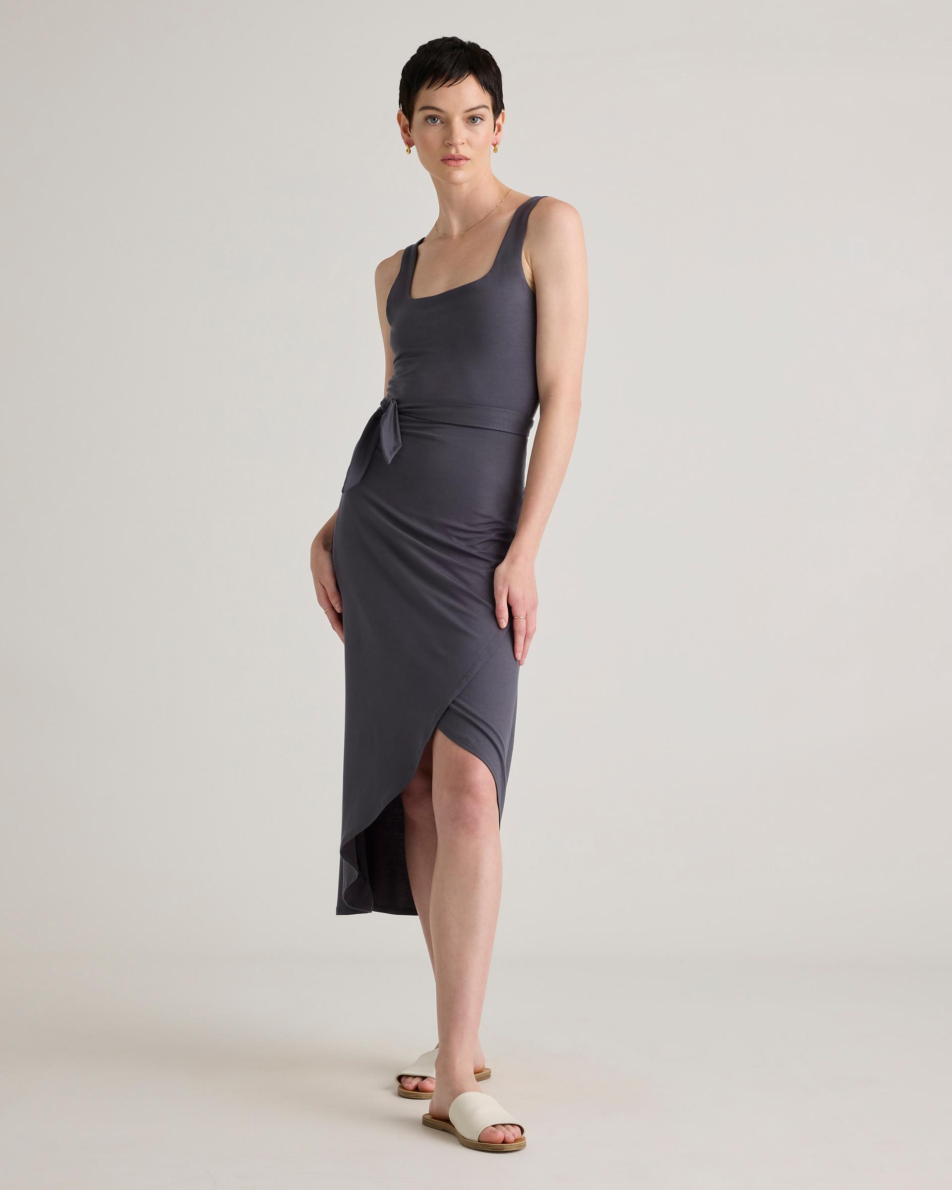tencel jersey side tie midi dress