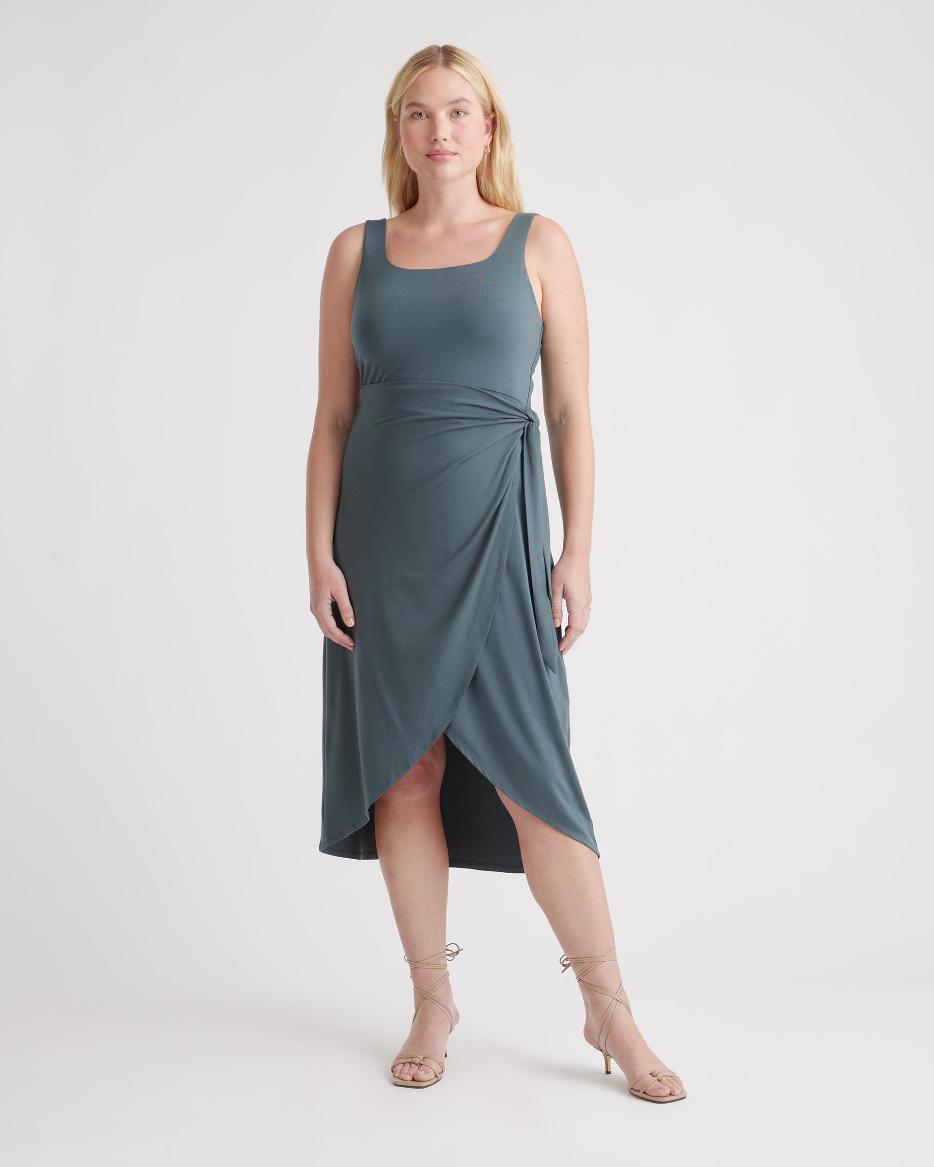 tencel jersey side tie midi dress