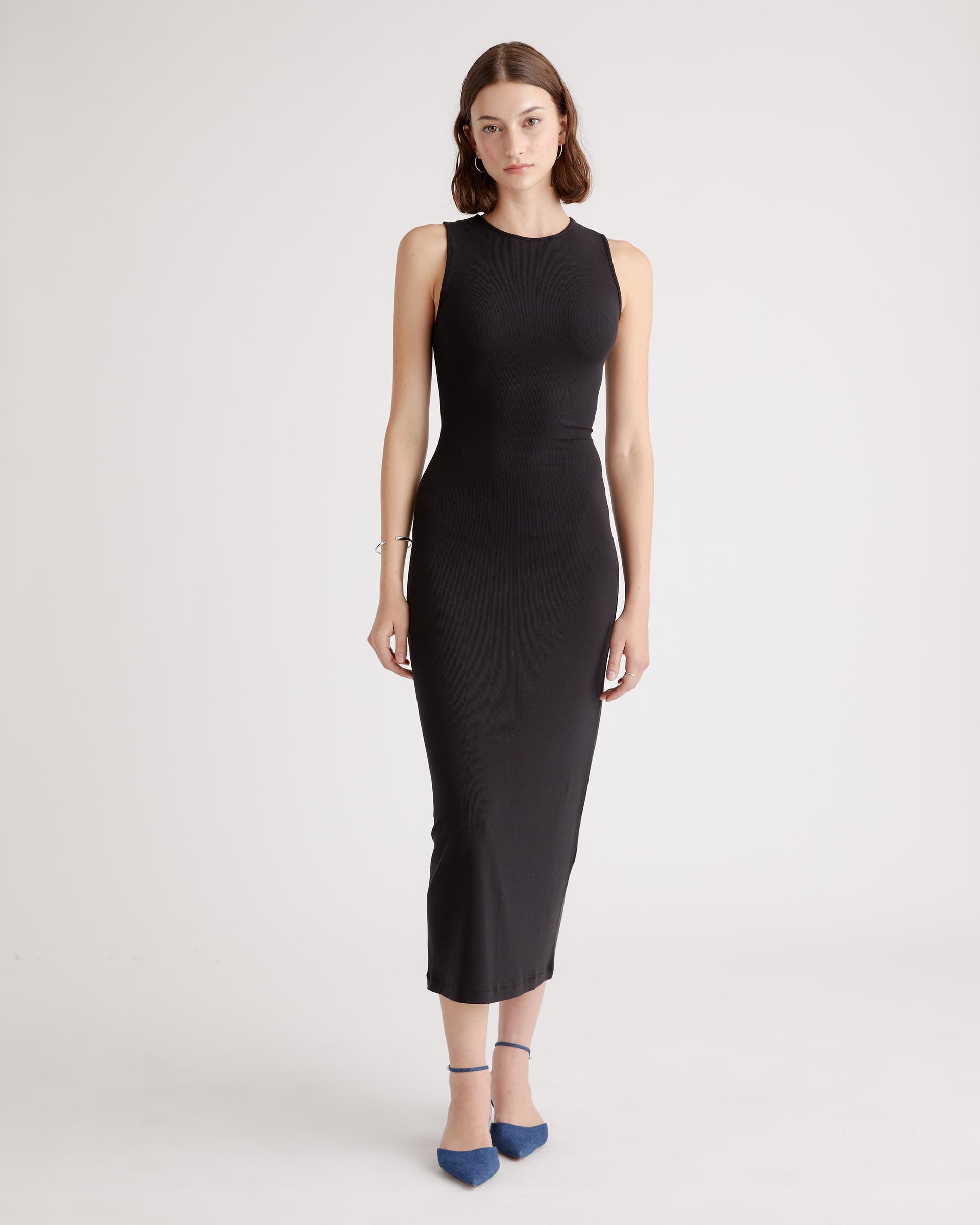 tencel rib knit tank midi dress