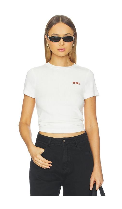 terez x revolve 49ers pointelle baby tee in white.