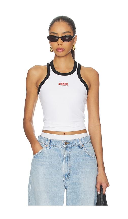 terez x revolve 49ers scoop armhole rib tank top in black,white.