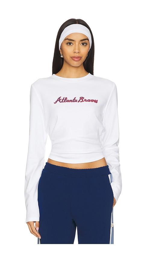 terez x revolve atlanta braves long sleeve baby tee in white.
