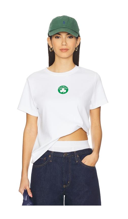 terez x revolve celtics basic logo tee in white.