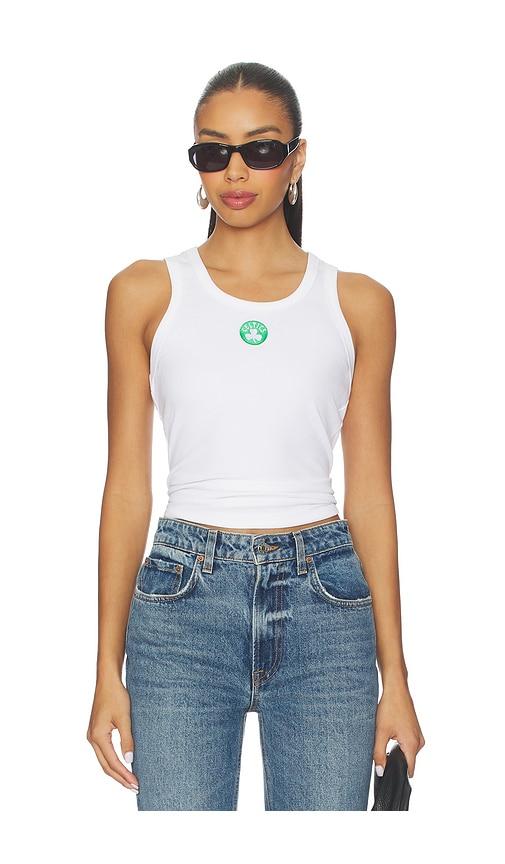 terez x revolve celtics scoop neck rib tank top in white.