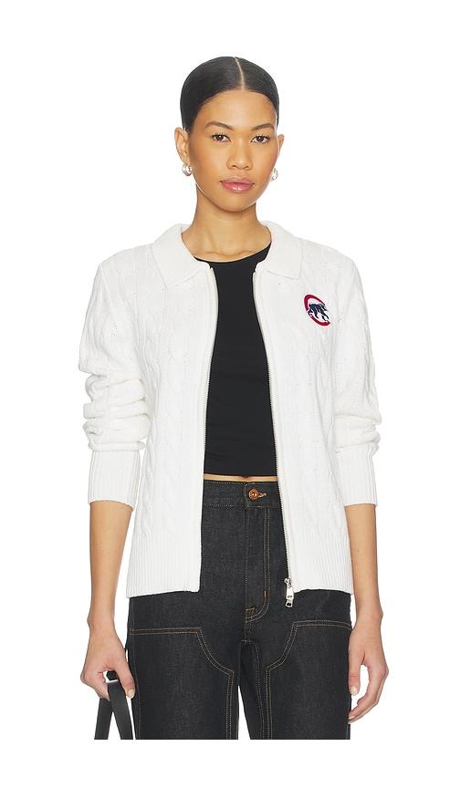 terez x revolve chicago cubs zip knit cardigan in white.