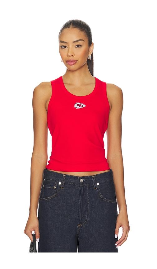 terez x revolve chiefs scoop neck rib tank in red.