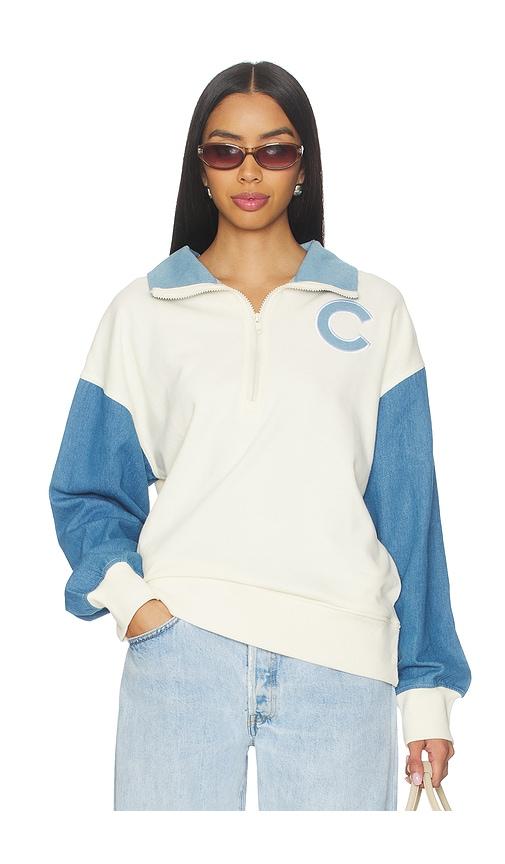 terez x revolve cubs denim quarter zip in yellow.