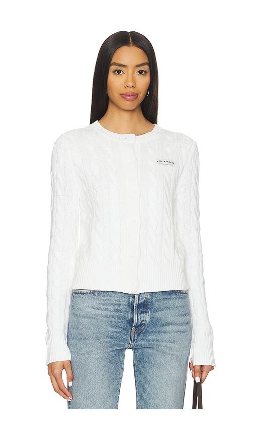 terez x revolve lakers knit cardigan in white.