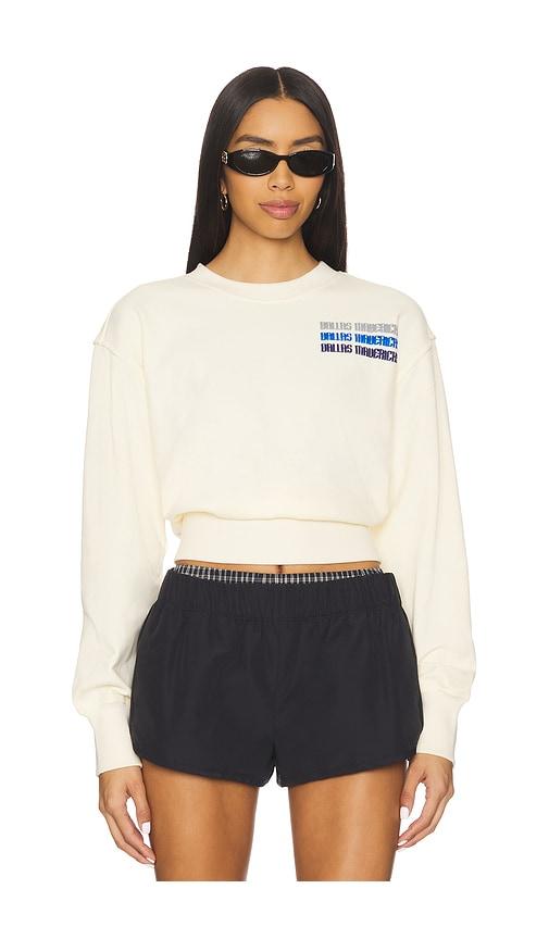 terez x revolve mavericks puff sleeve crop sweater in cream.