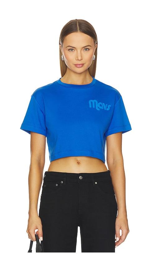 terez x revolve mavericks tonal crop logo tee in blue.